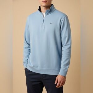 Vineyard Vines Men's Sky Blue Zip-Up Sweater